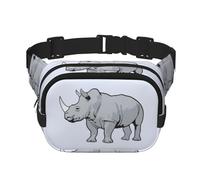 Animal Rhino Print - Riñonera cuadrada de doble capa para hombre y mujer, bolsa cruzada para entrenamiento o viaje, Negro -, Talla única