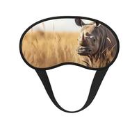 Animal Rhino1 - Máscara de ojos negra con estampado para avión para dormir, máscara de dormir de poliéster para el hogar y viajes