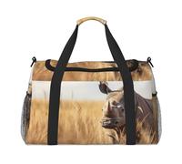 Animal Rhino1 Print - Equipaje de mano para mujeres y hombres, bolsa cruzada de fin de semana para yoga, viajes, imprescindible, Negro -, Talla única