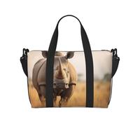Animal Rhino2 Print - Bolsa de gimnasio para mujer, bolsa de viaje para fin de semana, bolsa de lona para artículos personales, Negro -, Talla única