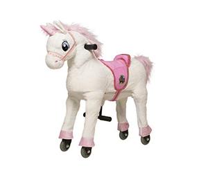 Animal Riding ARU010M - Caballo de equitación, diseño de Unicornio melodía Mediana/L (para niños a Partir de 5 años, Color Blanco, Altura del sillín 67 cm, con Ruedas)