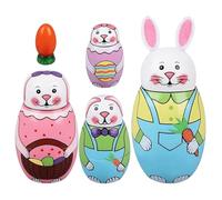 Animal Russian Nesting Dolls, Russian Nesting Toys, 5 piezas Wood Rabbit Table Decor for Kids Teens Adults Collectors Educators Art Lovers Students Tourists Birthday Holiday Office Playroom