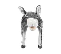 Animal shaped hat, one size fits all, with ear flaps that can be fastened for wind protection