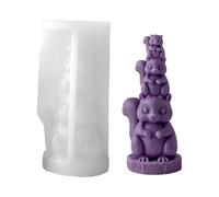 Animal Silicone Molds, 3D Cute Stackable Set, 10 x 8 cm Reusable Candle Mold for Crafts, Flexible Food Grade Silicone, Creative DIY Kit with Easy Release, Home Office Use for Holiday Birthday Party