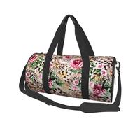 Animal Tigre Estampado de Leopardo Rosa Flor Impreso, Bolsa de Viaje de Gran Capacidad, Bolso Redondo, Bolsa de Viaje Deportiva, Bolsa de Mano, Bolsa de Fitness