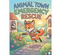 Animal Town Emergency Rescue Coloring Book: Cool Animals Driving Fire Trucks, Police Cars, and Ambulances | Action-Packed Activity Pages for Kids Ages 5-8, Boys, and Girls