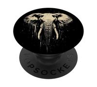 Animal tribal gráfico de cabeza de elefante feroz PopSockets PopGrip Adhesivo