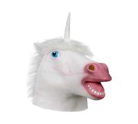 Animal Unicorn Mask Head, Scary Horse Mask, Fancy Dress Latex Mask for Fancy Dress Party or Halloween (White)