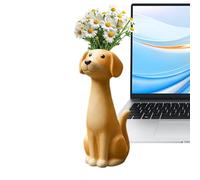 Animal Vase Holder, Resin Dog Flower Display Pot, Cute Sculptural Plant Container Decor, Decorative Floral Vase Unit, For Shelf Bookshelf Mantel Entryway Living Room Dining Table Bedroom Office Use