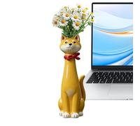 Animal Vase Holder, Resin Dog Flower Display Pot, Cute Sculptural Plant Container Decor, Decorative Floral Vase Unit, For Shelf Bookshelf Mantel Entryway Living Room Dining Table Bedroom Office Use
