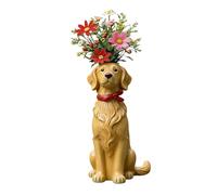 Animal Vase Holder, Resin Dog Flower Display Pot, Cute Sculptural Plant Container Decor, Decorative Floral Vase Unit, For Shelf Bookshelf Mantel Entryway Living Room Dining Table Bedroom Office Use