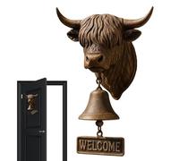 Animal Welcome Bell, Rustic Cow, 9.84x5.91 Inches Door Gear Design with Quick Mount, Decorative Ring Set with Easy Install, Home Accessories for Front Porch Garden Gate Ranch Farmhouse & Outdoor Entry