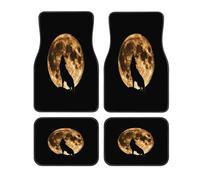 Animal Wolf Silhouette Moon - Juego de 4 alfombrillas universales para automóvil, cobertura completa, antideslizantes, de poliéster impreso, protección interior delantera y trasera para coches