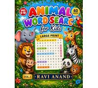 Animal Word Search for Kids: 40 Large Print Puzzles with Solutions for Ages 6-10 - Cute Animal Names