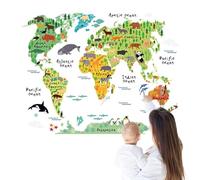 Animal World Map, Large Learning Stickers, Animal Landmarks Wall Decal With Educational Design, Classroom Display With Compact Layout, Interactive Learning Tool, Wall Sticker For Boys Girls School