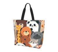 Animal Zoo - Bolso de mano para mujer, bolso de hombro con diseño de panda de dibujos animados, resistente al agua, bolso grande con bolsillo interior para el trabajo, viajes, escuela