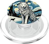 Animal Zoológico Lobo Gris - Van Gogh Starry Night Style PopSockets PopGrip para MagSafe