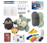 Animales Agujas Crochet Kit Bricolaje, DIY Crochet Kit Principiantes, Animales de Ganchillo para Adultos, con Video Tutorial e Instrucciones Paso a Paso, Ideal para Regalo(Pingüinos, Abejas, Búhos)