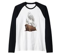 Animales Árticos Apilados Morsa Zorro y Búho Nival Camiseta Manga Raglan