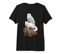 Animales Árticos Apilados Morsa Zorro y Búho Nival Camiseta Premium