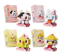 Animales Bloques Construccion PyrrlicToy 4 Bloques de Construcción Vacas Pollos Conejos Patos Miniatura Ladrillos de Animales Mini Building Blocks Set Regalo para Niños de 3 Años o Más Jugar y Exponer