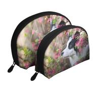 Animales Border Collie Lindo Perro Pet, Bolsa de Maquillaje de Concha, Monedero pequeño para Mujer, Bolsa de artículos de tocador, Bolsa de cosméticos, 2 Piezas