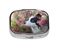 Animales Border Collie Lindo Perro Pet, Pastillero cuadrado para bolsillo o monedero, pequeño contenedor de pastillas, organizador de pastillas de viaje