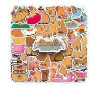 Animales Capybara Calcomanías - Colección de Pegatinas Impermeables, Pegatinas de Vinilo Coloridas Arte | Impresiones caprichosas de Capybara con Diseño de Concha para Revistas, Surtido de Pegatinas