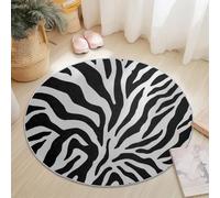 Animales Cebras Praderas Alfombras Redondas Antideslizantes 180 Cm Negro Suave, Lavable A Máquina, Alfombras De Suelo Que No Se Desprenden para Dormitorio Y Sala De Estar