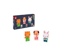 Janod - Funny Magnets Mascotas - Juguete de Estímulo Magnético de Madera - Manipulación y Destreza - A partir de 18 Meses, J08059