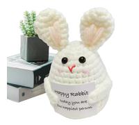 Animales de crochet positivos - Pequeña decoración de ganchillo para apoyo emocional - Conejo de azulado, apoyo emocional, muñeca de crochet linda tarjeta de retención, muñeca de animación