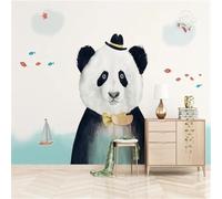 Animales De Dibujos Animados: Pandas Peces Y Aviones 3D Papel Pintado Pared Fácil Instalación Oficina Sala Estar Sofá Dormitorio TV Fondos Decoración-200cm×140cm