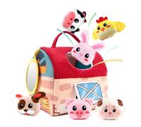 Animales De Felpa De Granja, Granero Esponjoso Con Animales De Granja - Hacer Sonriente Jugar Para Un Conjunto De Animales De Felpa Sensorial,Desarrollo De La Mano De La Granja Con Espejo