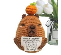 Animales De Ganchillo Positivos,Juguetes Capibara De Punto | Con Postal Inspiracional, Peluche Suave Hecho A Mano Decoración Hogar para Dormitorio Escritorio Mesita de Noche