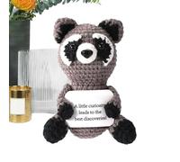 Animales De Ganchillo Positivos - Mapache de Punto Inspirado en Emociones - Decoración De Escritorio para Apoyo Emocional, Estudio Y Dormitorio, 15 Cm