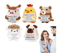 Animales De Ganchillo Positivos - Muñeca De Ganchillo | Decoración Manual Adorable para Escritorio con Tarjetas Inspiracionales para Mesa Dormitorio Estudio Hogar Regalo
