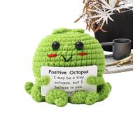 Animales De Ganchillo Positivos: Muñeco De Pulpo Tejido con Tarjeta De Aliento, Juguete De Peluche Inspirador Hecho A Mano para Apoyo Emocional Y del Estrés | Lindo Regalo para Profesores, Estu