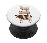 Animales de Granja Apilados Vaca Cerdo Oveja Humor PopSockets PopGrip Adhesivo
