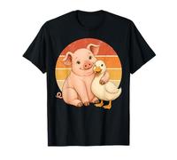 Animales de Granja de Cerdo y Pato Mejores Amigos Camiseta