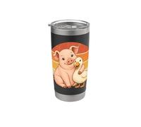 Animales de granja de cerdo y pato mejores amigos Vaso térmico de acero inoxidable de doble pared
