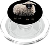 Animales de Granja de ovejas Blancas esponjosas, Simples y Divertidos, Color Negro PopSockets PopGrip para MagSafe