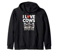 Animales de granja divertidos con texto en inglés "I Love Cows" Sudadera con Capucha