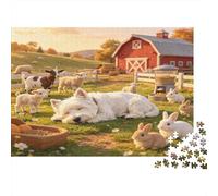 Animales de Granja Escena Pastoral Puzzle de 1000 Piezas Papel para Adultos Relajación Enfoque Interacción Familiar Decoración Regalo 70x50cm/1000pcs
