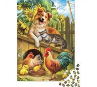 Animales de Granja Perro y Gato Puzzle de 1000 Piezas Puzzle para Adultos Vida Rural Relajante Regalo Hogar Familia 38x26cm/1000pcs