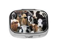 Animales De Granja Vacas Lecheras Vaca, Pastillero cuadrado para bolsillo o monedero, pequeño contenedor de pastillas, organizador de pastillas de viaje