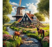 Animales de la cabaña del Molino de Viento Puzzle 500 Piezas,Rompecabezas DIY Adultos,Puzle Clásico para Adultos Entretenimiento Creativo, Juegos Desafiantes