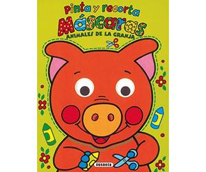 Animales de la granja pinta y recorta máscaras