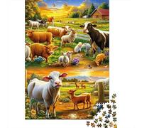 Animales de la Granja Puzzle de 1000 Piezas para Adultos Juego de Puzzle 1000 Piezas Escena Atardecer Relajante Familia Regalo 70x50cm/1000pcs