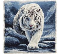 Animales de la selva Kit de cojines de gancho de cierre de bricolaje,Tigre blanco,funda de cojín,juego de ganchos hechos a mano,decoración del hogar,43x43cm