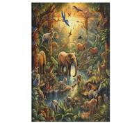 Animales de la selva Rompecabezas de madera 1000 piezas para adultos y niños, rompecabezas imposible, juego de paciencia colorido, desde 12 años 78×53cm